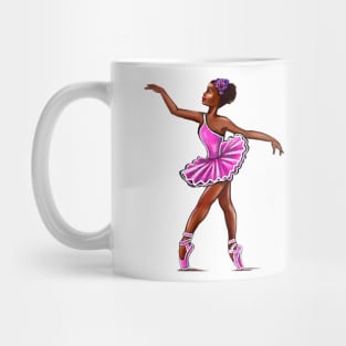 African American, Black ballerina girls with corn rows ballet dancing 8 ! black girl with Afro hair and dark brown skin wearing a pink tutu. Love Ballet Mug